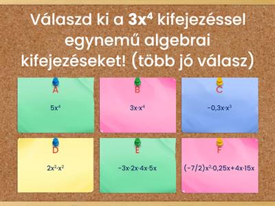 Algebrai kifejezések (kvíz-10k15p)