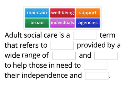 Health & Social Care L1 Adult Social Care Definition, Purpose and Duties