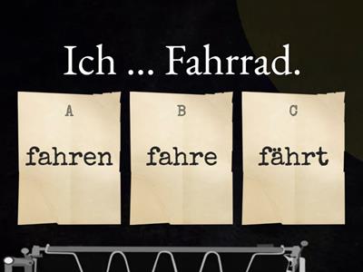 fahren, laufen, essen, schlafen