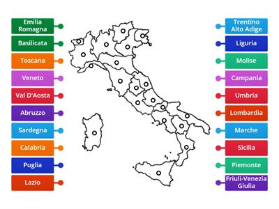 Disponi i nomi delle regioni italiane sulla cartina muta