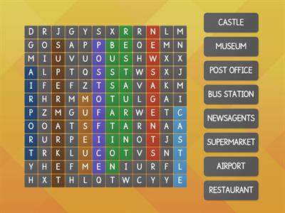 Places in a city Wordsearch