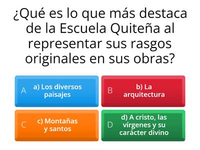 Juego interactivo sobre características principales de la Escuela Quiteñas