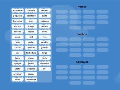 Classes de palavras - Nomes, verbos e adjetivos