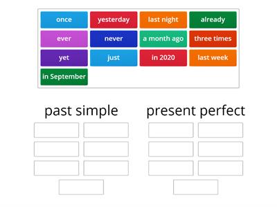Past Simple VS Present Perfect Simple - Key words Group sort
