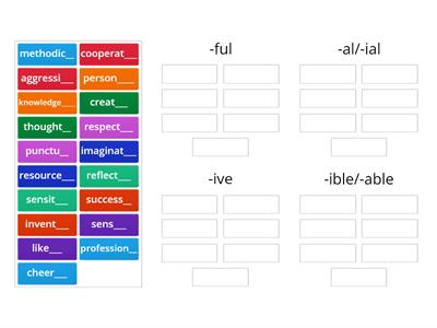 More adjectives ending in ful/al/ial/ive/ible/able