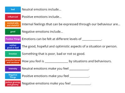 Year 7 Health - Term 2 - Unscramble - Positive and Negative Emotions