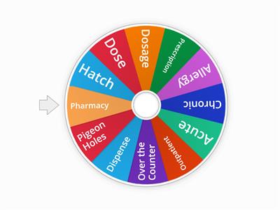 Pharmacy Vocabulary Spinner