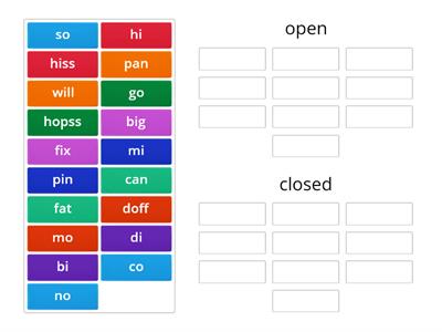 open/closed syllable