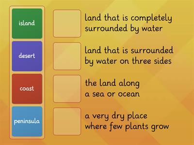 More Landforms Vocabulary- Definition Match