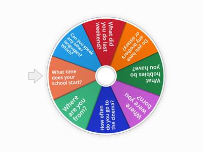 Spin the wheel and answer the questions.