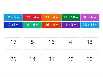  addition subtraction match up