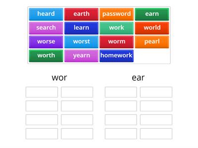 Word Search  wor  ear