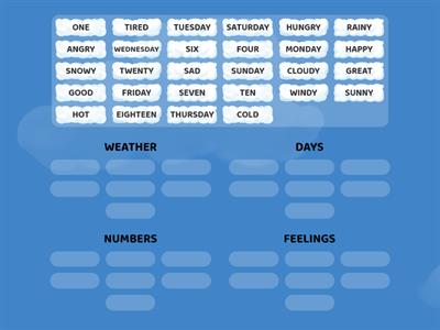 REVIEW WEATHER, DAYS, NUMBERS AND FEELINGS