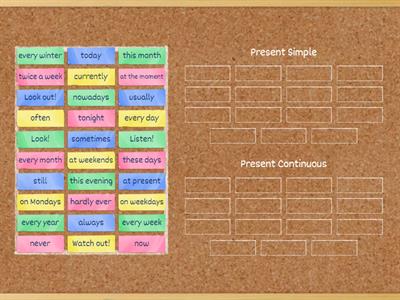 Present Simple vs Present Continuous key words