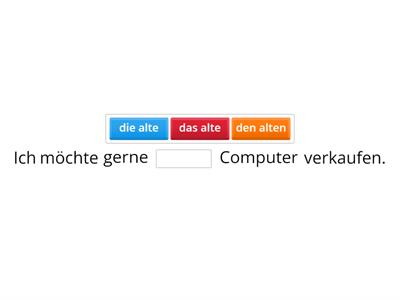 Klasse B1 - Adjektivwendungen nach dem bestimmten Artikel (Nom, Akk. Dativ)