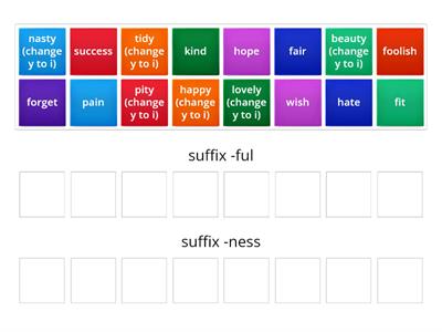 Year 3 -ful and -ness suffixes