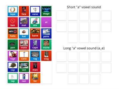 Long "a" vowel sound (a_e) group sorting