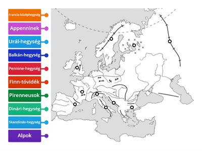 Hegységek Észak-, Nyugat- és Dél-Európa 