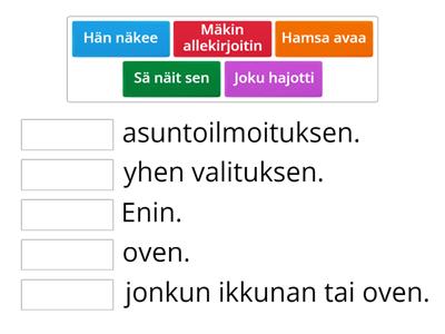 NN1: kpl 12 teksti 1: tärkeät fraasit. Yhdistä lauseen alku ja loppu.