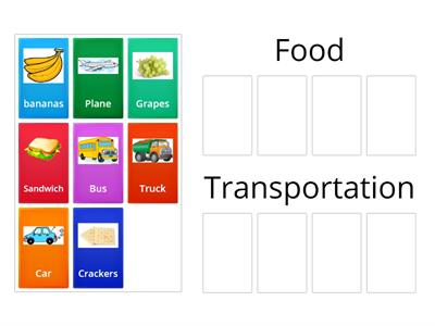 Category Sort Food or Transportation