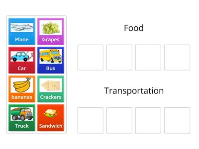 Category Sort Food or Transportation