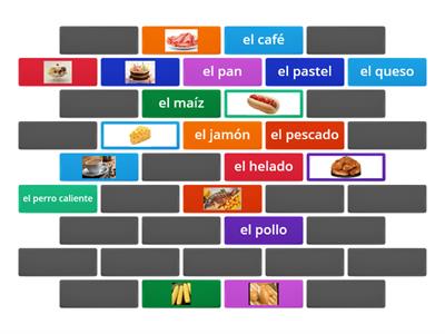 Las comidas: Busca el dibujo que va con el vocabulario español. 