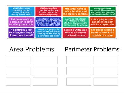 Area and Perimeter Problem Sort