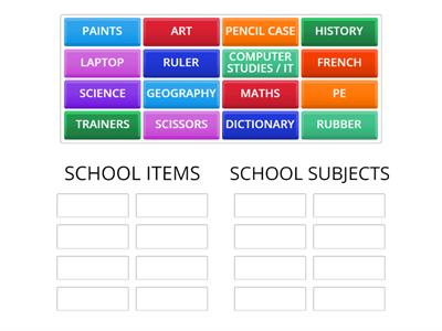  school subjects vs school objects SP6 starter unit