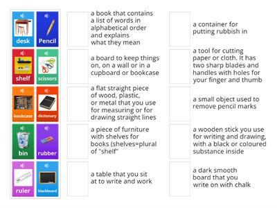 Objects in the classroom (definitions)