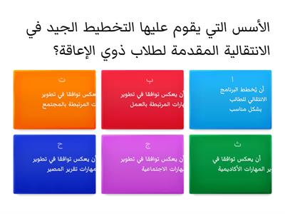  الأسس التي يقوم عليها التخطيط الجيد في الخدمات الانتقالية المقدمة لطلاب ذوي الإعاقة 