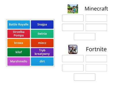 Posortuj Minecraft VS Fortnite
