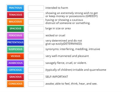 Suffixes CIOUS and TIOUS