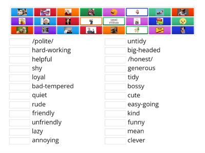 unit 1 recall Personality adjectives