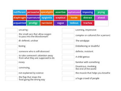 Word meanings 16 -20th Jan MATCHING