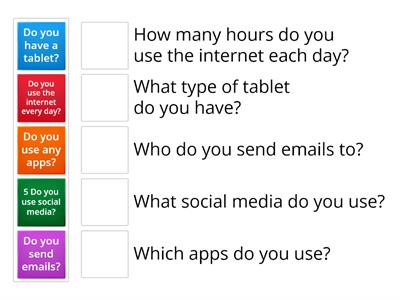 Match the Yes or No questions 1-5 with the follow-up questions a-e. 