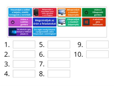 A számítógép be - és kikapcsolása - tedd helyes sorrendbe! 5b