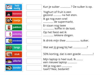 Vocabulaire LINK A0-A2 Thema 4 taak 1