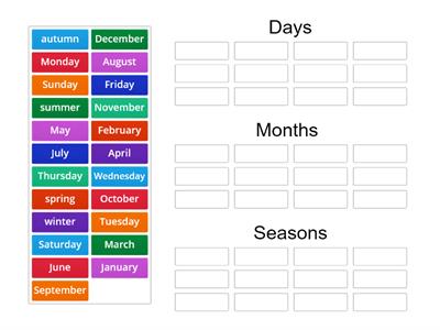 Days, months, seasons Group Sort