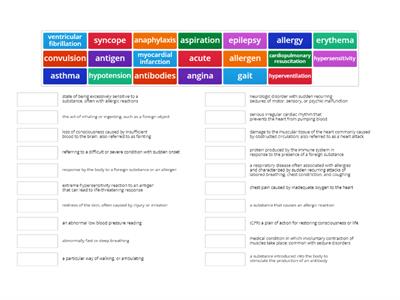 Chapter 31: Assisting in a Medical Emergency Vocab