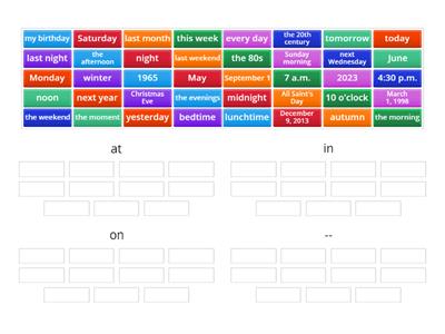 Prepositions of time