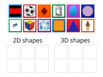 2D shapes vs 3D shapes sorting game