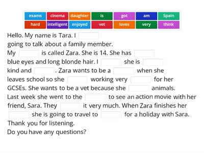 Entry 2 Speaking Exam Practice - Talking about a Family Member