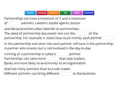 Partnerships, Sole Trader and Private Limited Company