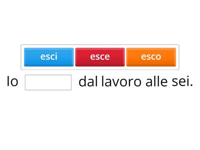 Completa le frasi in modo correto verbi "ANDARE-PRENDERE-USCIRE", (presente Ind.)