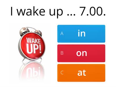 ESOL E2 prepositions of time - in, on, at