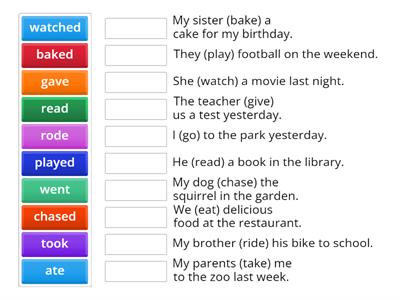 Fill in the blanks with the correct simple past tense form of the verbs in parentheses.