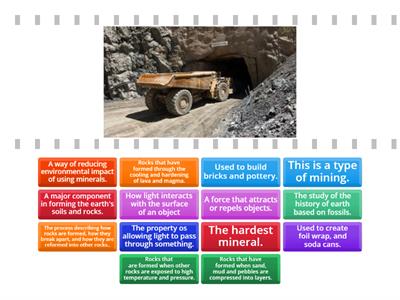 Rocks and Minerals Match-up Quiz/Game