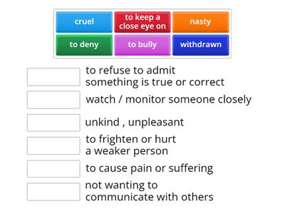 Online bullying - blocking vocabulary