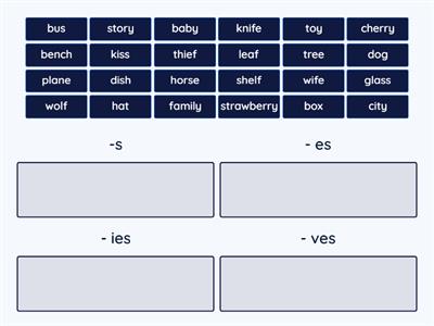 Plural nouns regular / -s / -es / -ies / -ves