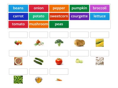 Vegetables - LH 1&2 Food Vocabulary flashcards match up activity